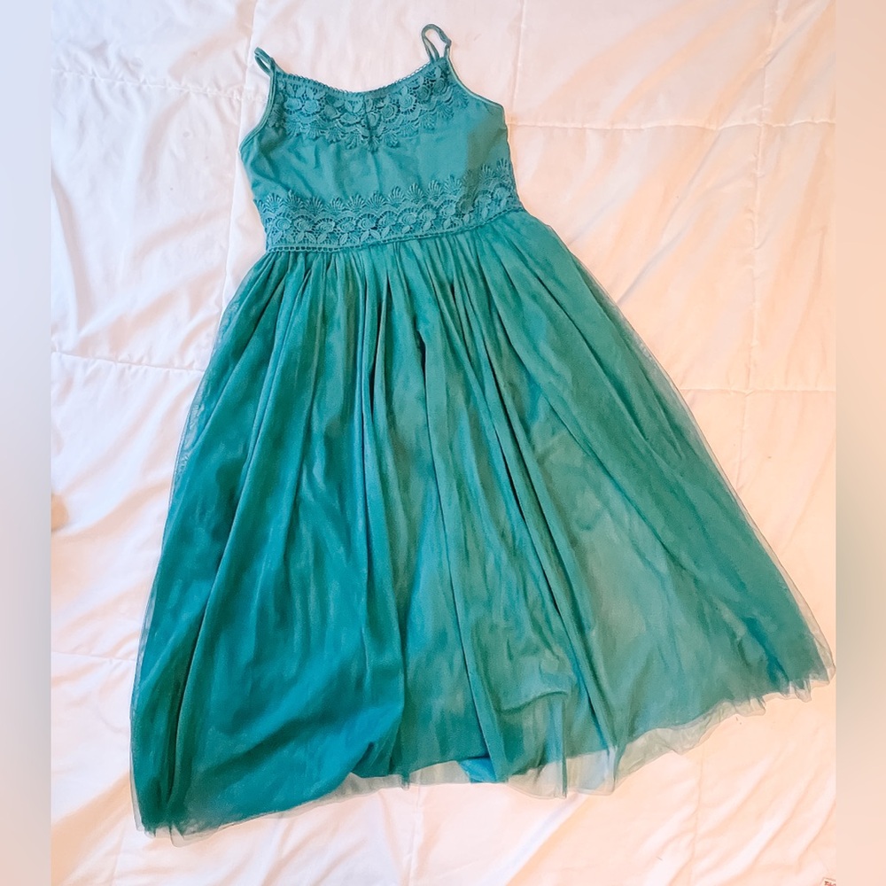 Zhenzi Teal Kids Formal Dress